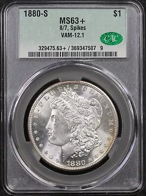 1880-S Morgan Dollar - CACG MS 63+ - VAM-12.1 8/7 Spikes - CAC - San Francisco • $99.99