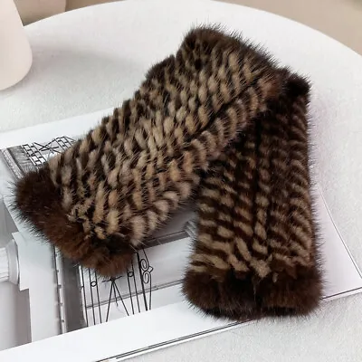 20cm/8  Female Fingerless Real Mink Fur Gloves Knit Wrist Mittens Sleeves Cuffs • $33