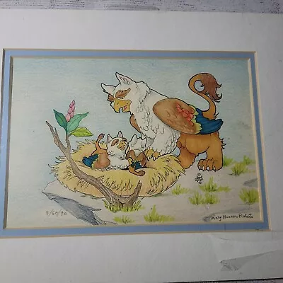 Mary Hanson-Roberts  Griffins' Nest  Fantasy Illustration Signed 1990 • $33.99