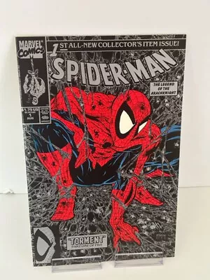 Spider-Man #1 Silver Edition 9.6 NM+ White Pages Todd McFarlane (1990) • $20