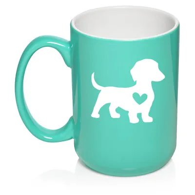 Ceramic Coffee Mug Cup Cute Dachshund With Heart • $17.99