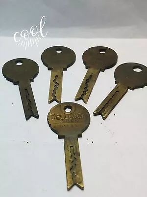 (5) - *Vintage* -  Bellock  Concentric Brass Keys Locker Keys? Coke  Pepsi Sl • $45