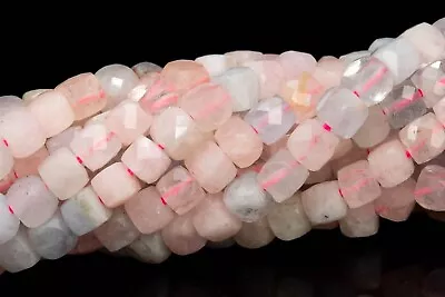 3-4MM Natural Beryl Morganite Aquamarine Beads AAA Faceted Cube Beads 15  • $17.39