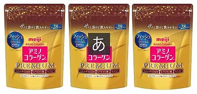 Meiji PREMIUM Amino Collagen Powder 28days 196g X 3 Refills Pack F/S New Japan • $142.50