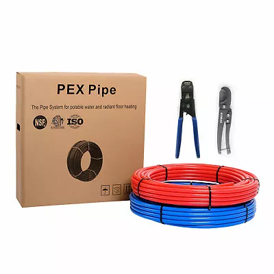 EFIELD 1/2  X 100ft(200ft) PEX Pipe Red &Blue & Crimper And Cutter In Canvas Bag • $69.99