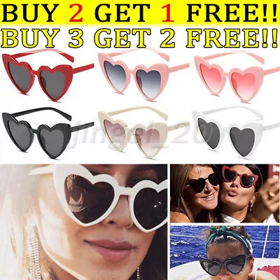 Retro Lolita Love Heart Shape Sunglasses Vintage Womens UV400 Cat Eye Sunglasses • £1.68