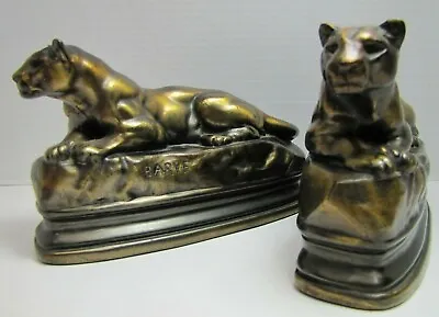 PANTHER Art Deco Bookends BARYE K&O Co Decorative Arts Figural Big Cat Book Ends • $395