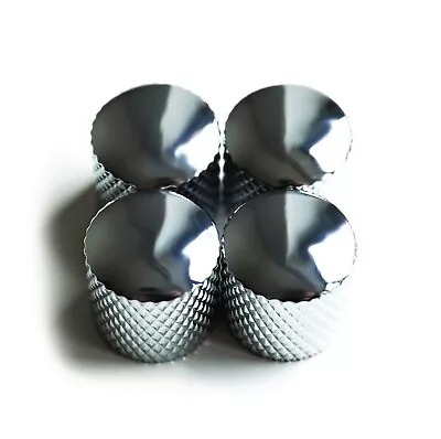 Telecaster Tele Metal Tone And Volume Knurled Push Fit Knobs - Chrome • £3.25