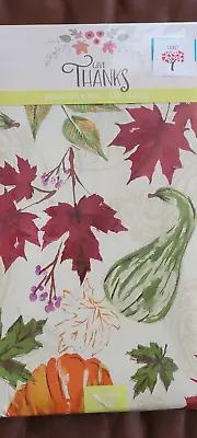 Vinyl Tablecloth Flannel Back Fall Autumn Pumpkins Leaves Thanksgiving 60  X 84  • $12.98