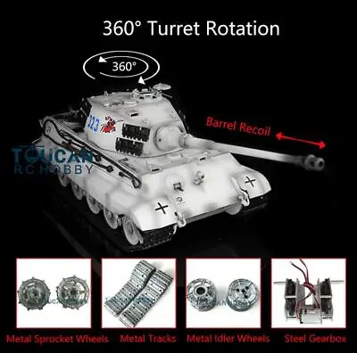 1/16 Henglong 7.0 King Tiger BB IR RC Tank RTR 3888A Barrel Recoil W/ 360° Smog • $641.48