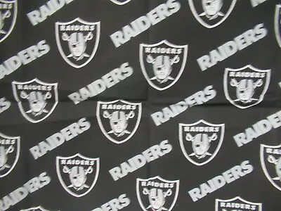 Oakland Raiders NFL Cotton Fabric  BLACK/GRAY 15  X 57 W  NEW • $8.44