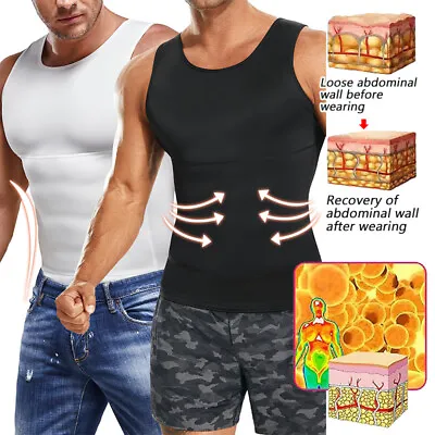 Men Waist Trainer Double-layer For Abdomen  Sculpting Tank Body Shaper Tops Vest • £11.79