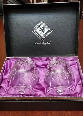 £19.99 • Buy 2 X Vintage Edinburgh Hand Cut Lead Crystal Brandy Glasses