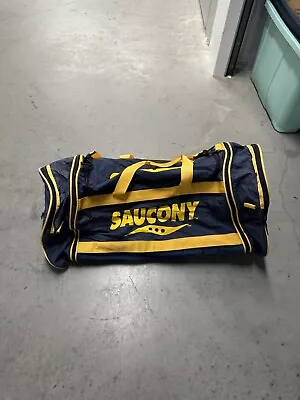 Vintage 80s 90s Saucony Duffle Gym Travel Bag Yellow/Blue  • $24.99
