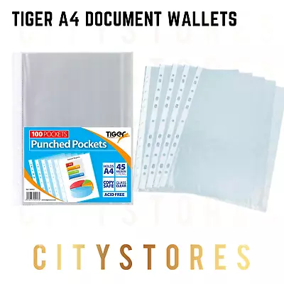 100 A4 Strong Filing Wallets Punch Punched Pockets Plastic Punch Folder Poly A1 • £6.48