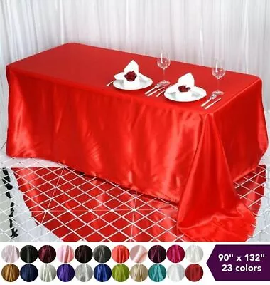 90x132  Satin Rectangular Tablecloth - Wedding Reception Party Decorations • $15.86