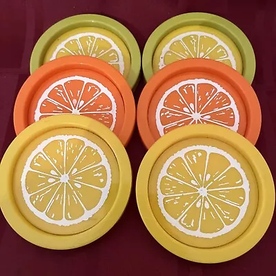 ❤️vtg Mcm Citrus Slice Coasters Plastic Made In Usa 6 Pieces • $10