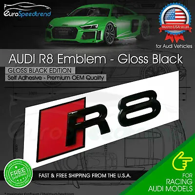 Audi R8 Gloss Black Emblem 3D Badge Rear Trunk Lid For Audi S Line Logo Modified • $21.99