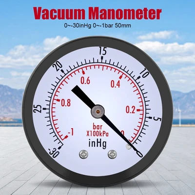 $11.27 • Buy 0~-30inHg 0~-1bar 50mm Mini Dial Vacuum Pressure Gauge Meter Manometer♡