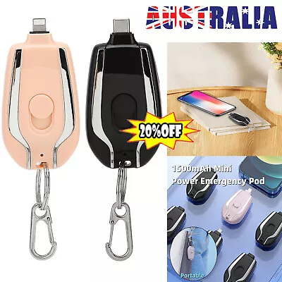 $13.99 • Buy 1500mAh Mini Keychain Power Bank Emergency Pod Charger For Phone Type-c Portable