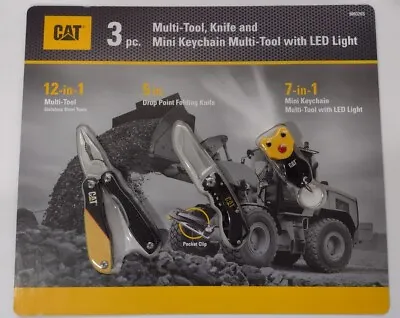 CAT 3 Piece Multi Tool Knife & Mini Keychain Multi Tool With Led Light READ • $29.99