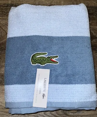 Lacoste ~ Blue Bath Towel 100% Cotton 30  X 52  Blue Big Crocodile Logo (C) • £27.90