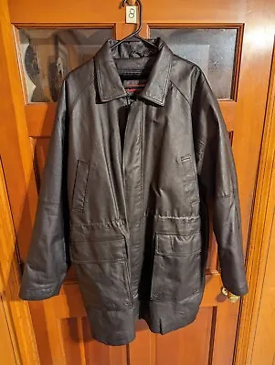 Vintage Leather Trench Coat Full Length Jacket XL Phase 2 Tall Matrix Shaft  • $59.94