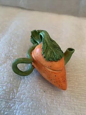 Vtg Miniature Mini Teapot Ceramic Porcelain Carrot Vegetable Veggie Orange • $16