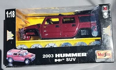 Maisto 2003 Hummer H2 Die Cast Model Kit 1:18 Red • $70