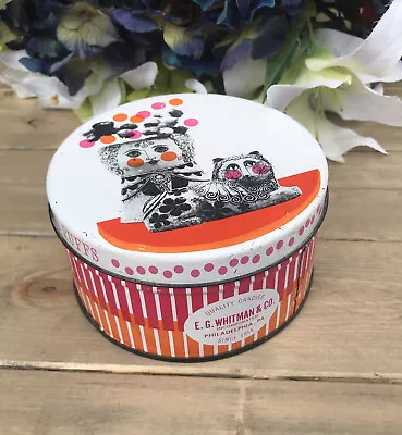 $20 • Buy Vintage PEANUT BUTTER PUFFS CANDY TIN - E.G. Whitman & Co Phila. - ORANGE & PINK