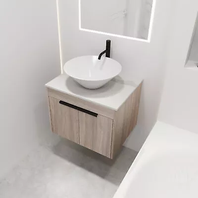 24 Modern Wooden Floating Wall Mounted Bathroom Vanity W/Ceramic Basin White Oak • $369.99