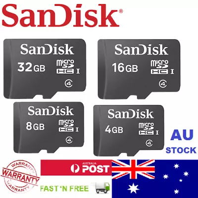 Sandisk Micro SD Card 32GB 16GB 8GB 4GB - HC1 Class 4 - Mobile Memory - AU STOCK • $28.91