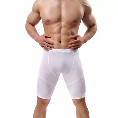 Men Sheer Fitness Tight Middle Pants Leggings Sport Gym Trunks Shorts Swimwear  • $12.31