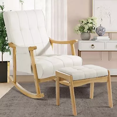 Upholstered Rocking Chair Ottoman Modern Indoor Nursery Glider Rocker Chair S • $206.98