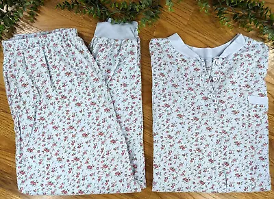 POCKETS!🌸The Vermont Country Store L Pajama Set 2 PC LongSlve Cuff Jogger Style • $24