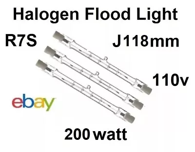 R7 Tungsten Halogen Linear Security Floodlight Tube Bulbs J118mm  100 Watt 110v • £3.99