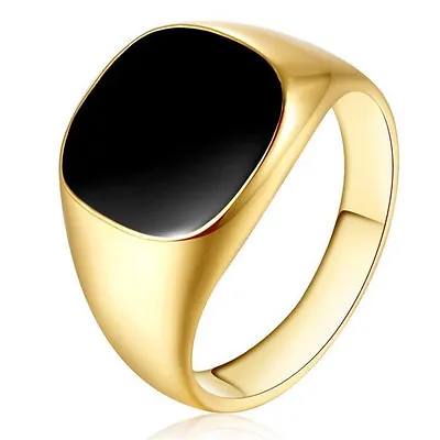 Men Alloy Ring Black Drop Oil Smooth Gem Finger Rings Wedding Party Jewelry Gift • £2.99