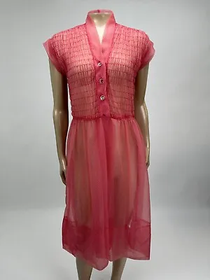 Vintage 40's 50's Joyce Thibrite Women's Dress Sheer Polyester Party Side Zip C2 • $63.99