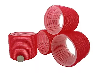  4 Huge Red XXL Large Jumbo Curl Cling Hair Rollers 74mm Adds Top Layer Volume • £4.75