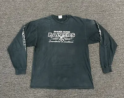 Oakland Raiders  Commitment To Excellence  Black Long Sleeve Shirt By Hanes • $34.89