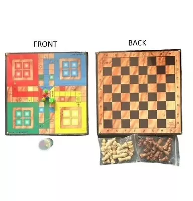 2 In 1 Chess And Ludo Game Traditional Board Games Wooden Family Fun Kids • £14.95