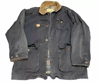 VTG Jacket Mens Large Chore Coat Blue Corduroy Collar • $34.99