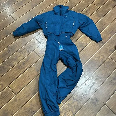 Vintage One Piece Ski Suit Snowsuit  Blue Women Size 6 Toasty Warm CB Sports • $80