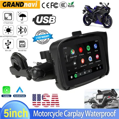 5  IPS Touch Screen Portable Motorcycle Navigator Wireless CarPlay Waterproof BT • $122.99