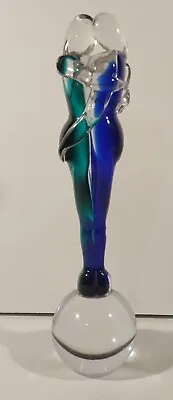 Murano Art Glass Lovers Statue Sculpture  Blue Green • $225