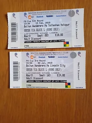 £1.35 • Buy Bolton Wanderers V Lincoln City And Spurs. FA Cup 2010 Ticket Stubs.