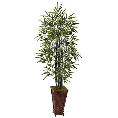 $177.48 • Buy Black Bamboo Tree In Decorative Planter Artificial Nearly Natural 5.5’ Decor