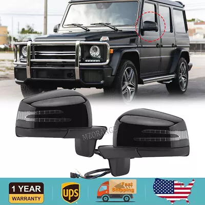 Black Car Side Door Mirrors Set For Mercedes Benz G Class G500 G63 G550 G65 W463 • $210.38