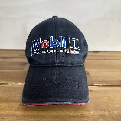 VINTAGE 90s Mobil 1 Oil NASCAR Racing Hat Cap Pegasus Adjustable Strap Black • $9.99