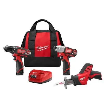 Milwaukee 2498-23 M12 Cordless Lithium-Ion 3-Tool Combo Kit • $179